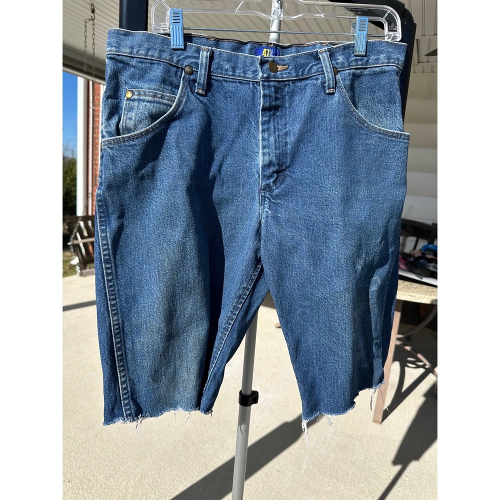 Wrangler‎ 47MWZ Premium Performance Cowboy Cut Denim Cutoff Shorts Mens 34 Blue